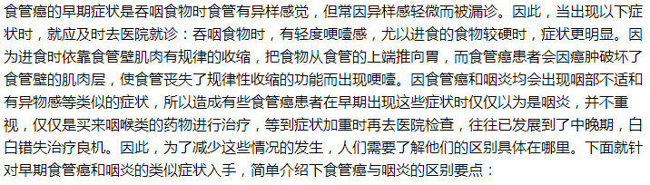 如何鑒別是食管癌還是慢性咽炎？一文了解！